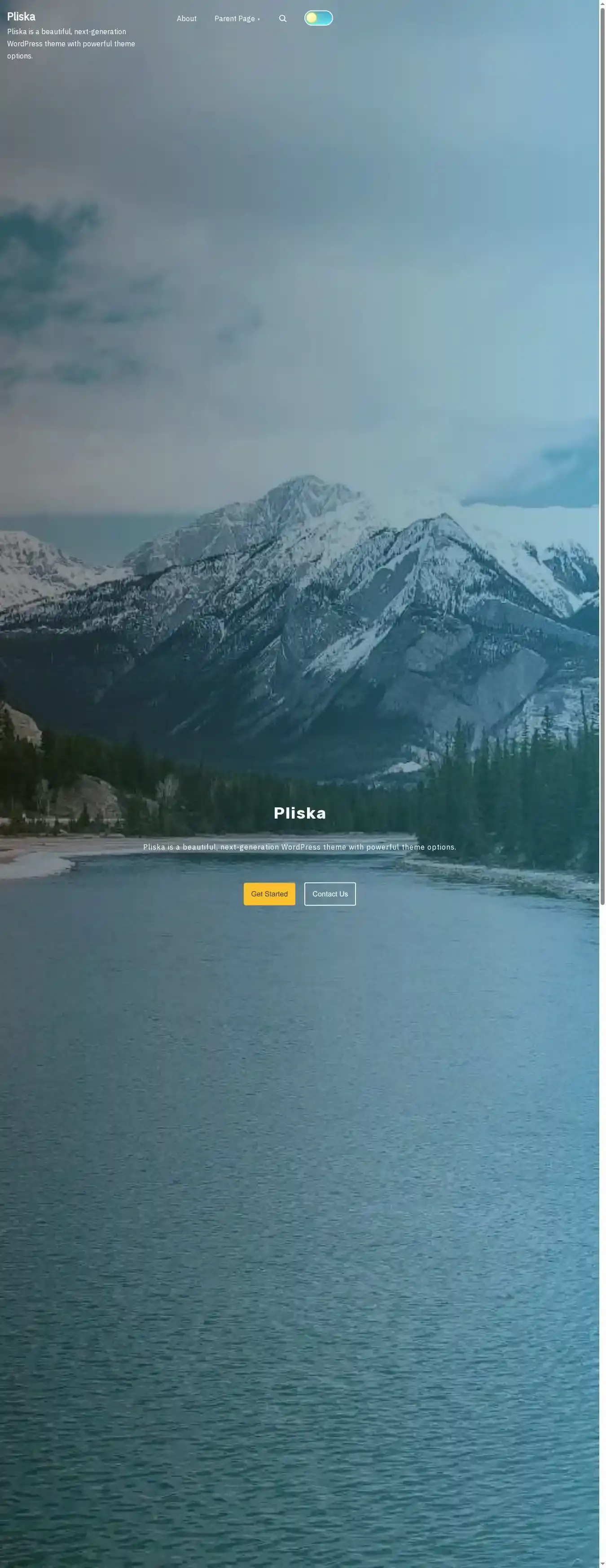 Pliska home page on desktop