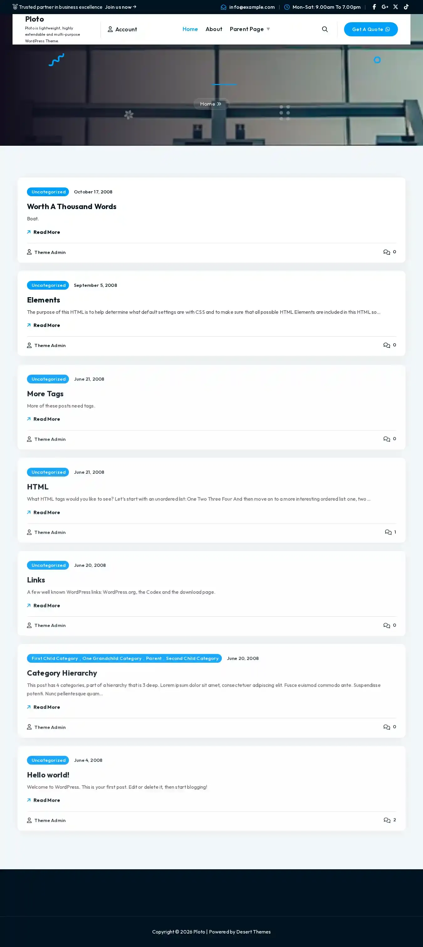 Ploto home page on desktop