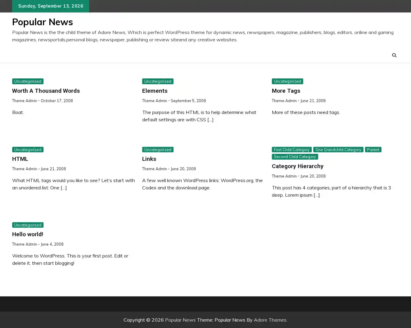 Popular News home page on desktop