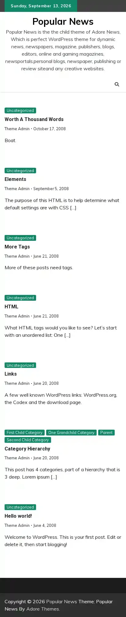 Popular News home page on mobile