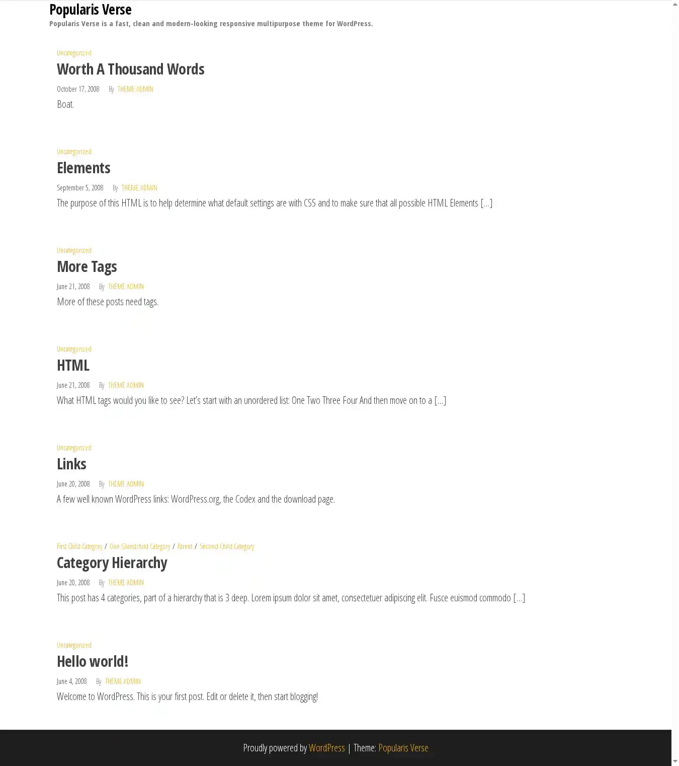 Popularis Verse home page on desktop
