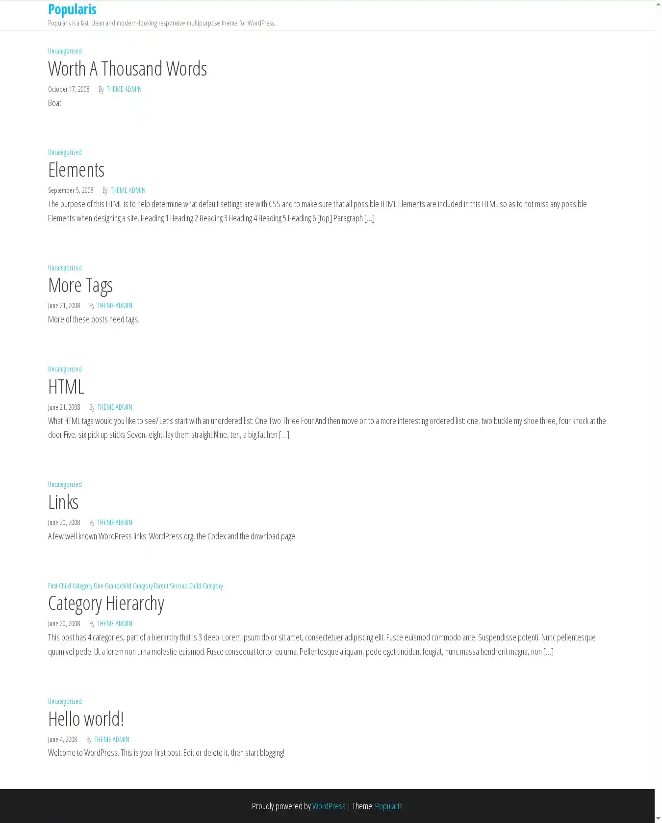 Popularis home page on desktop