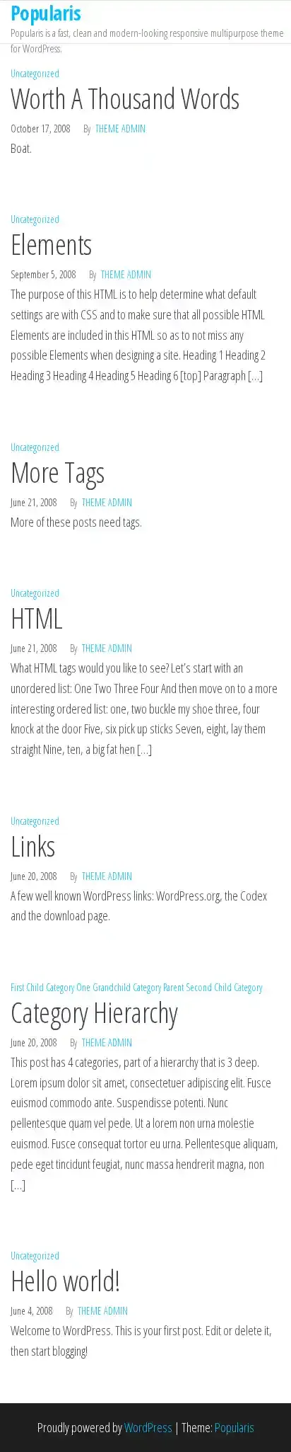 Popularis home page on mobile