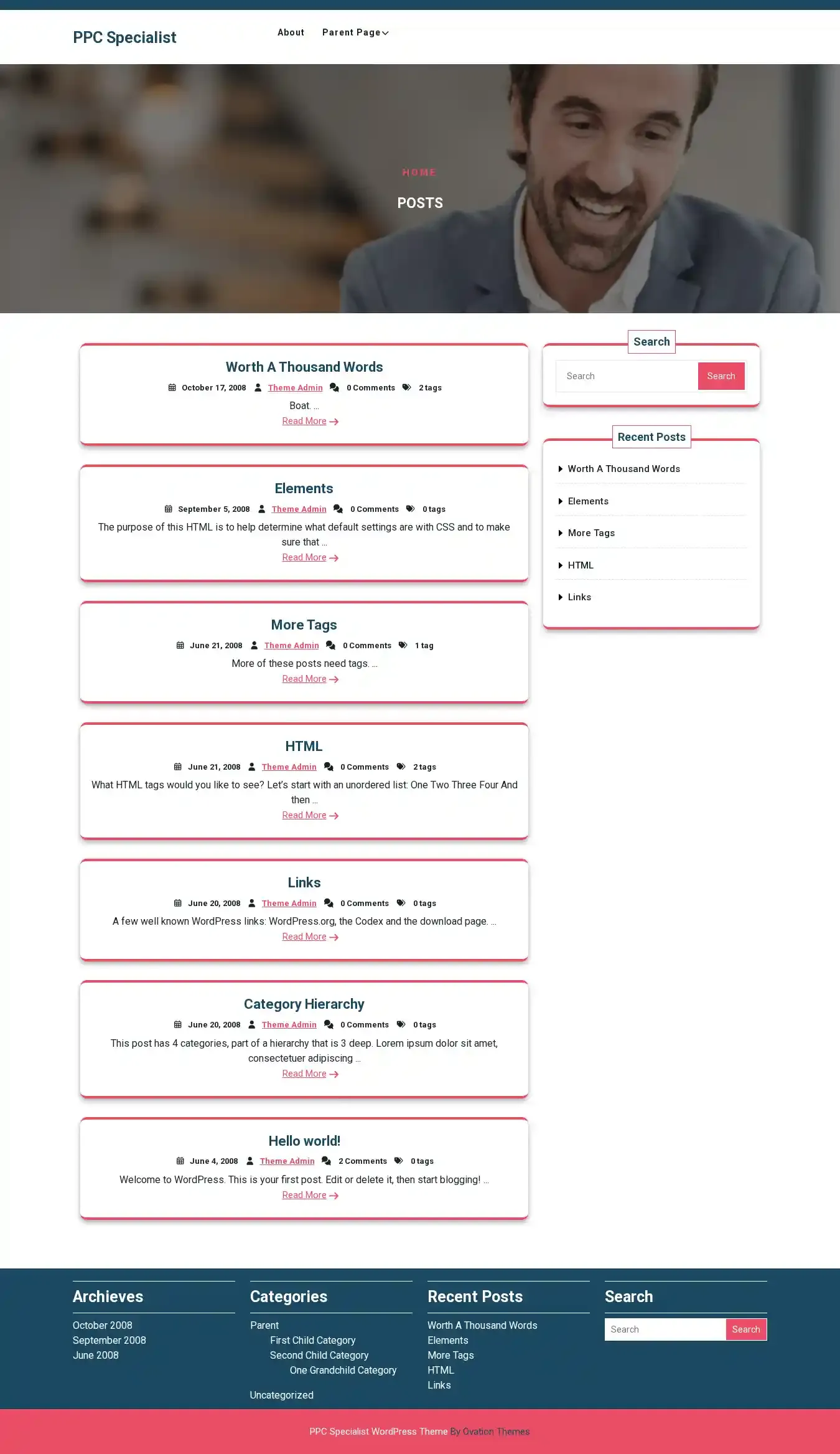 PPC Specialist home page on desktop