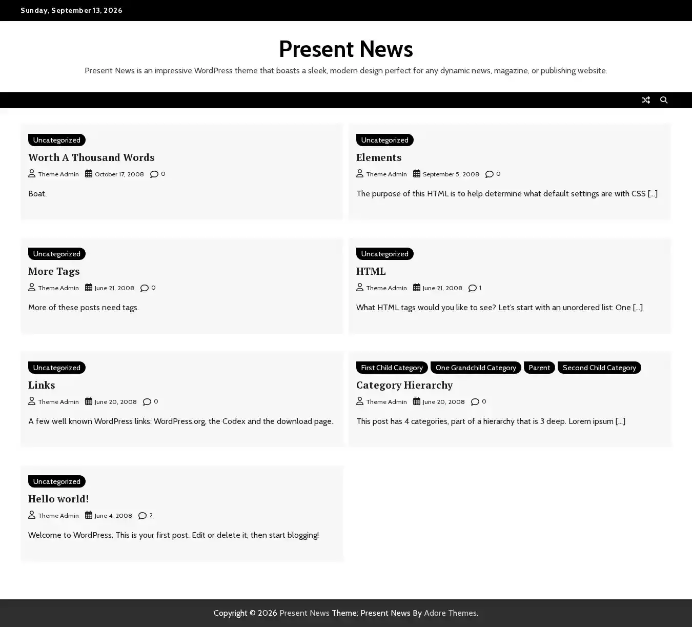 Present News home page on desktop