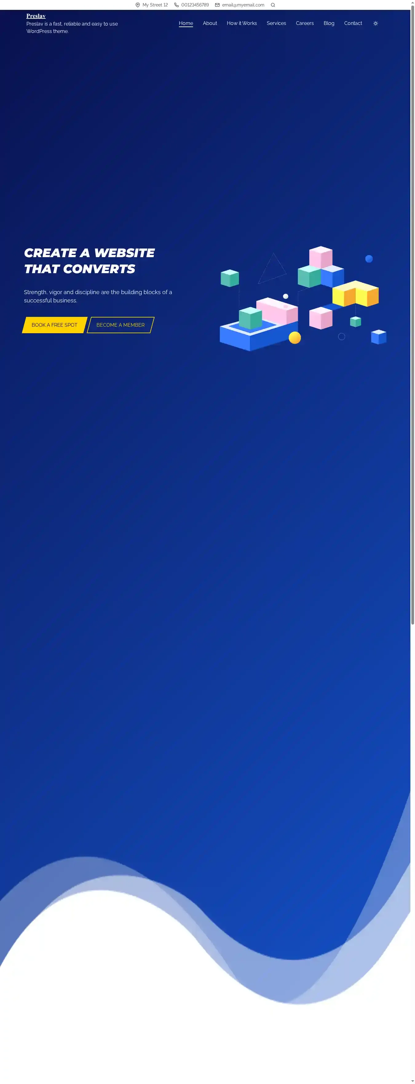 Preslav home page on desktop