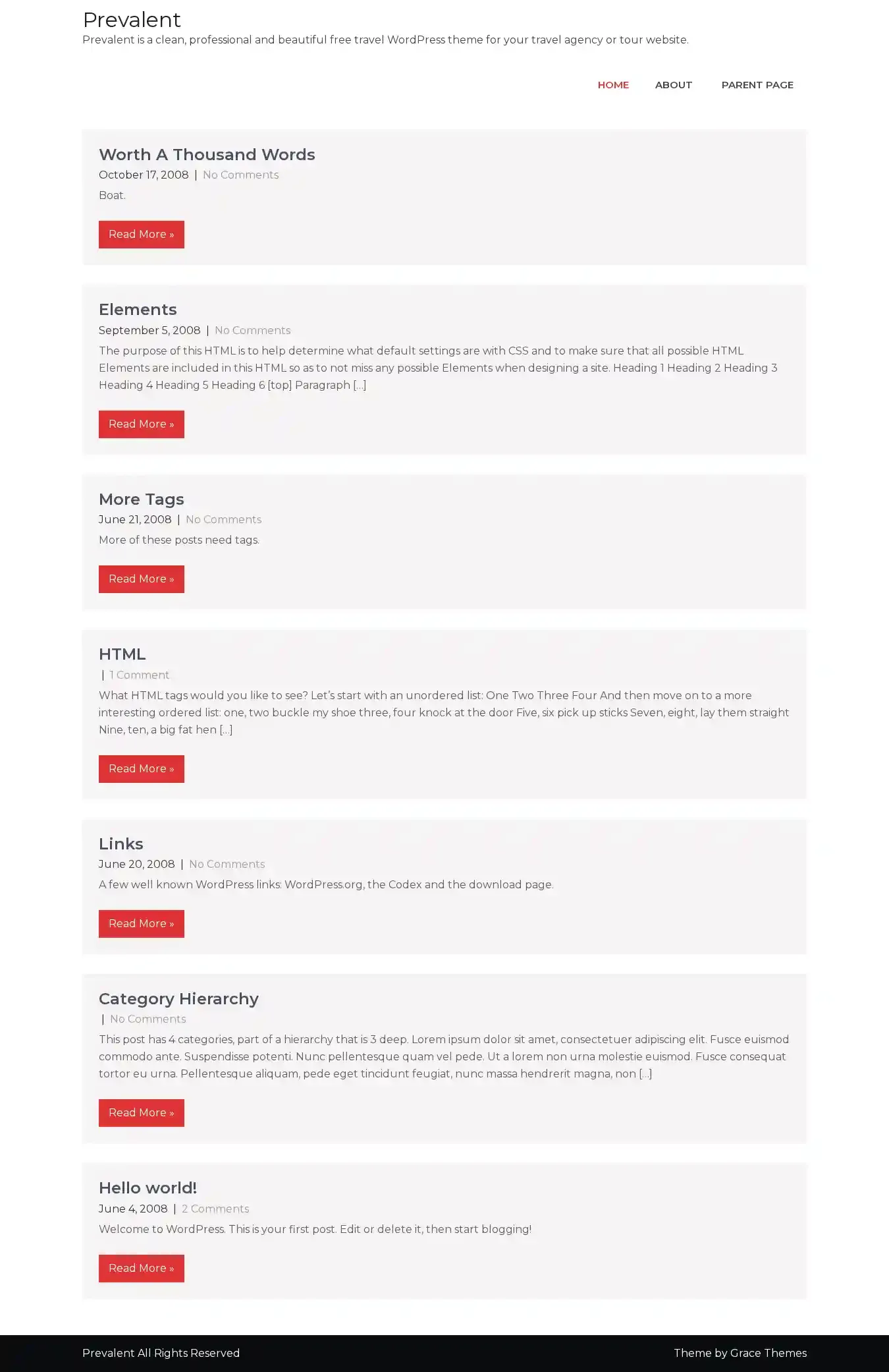 Prevalent home page on desktop