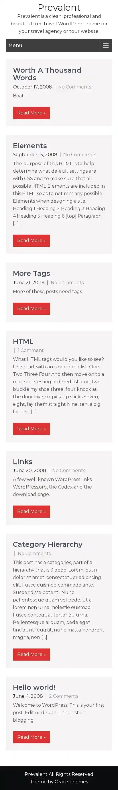 Prevalent home page on mobile
