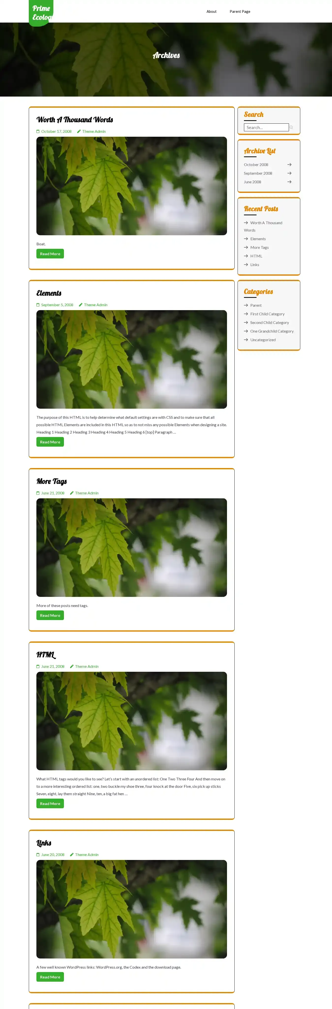 Prime Ecology home page on desktop