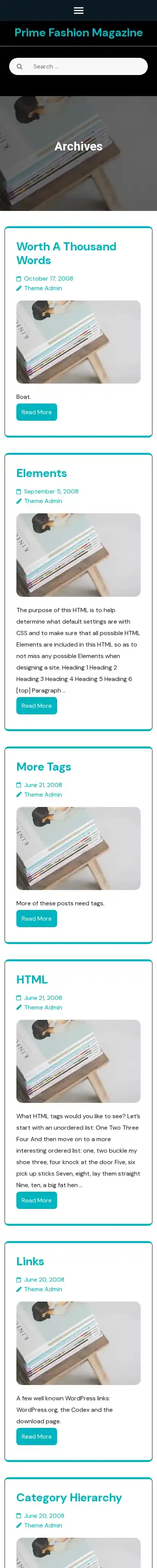 Prime Fashion Magazine home page on mobile