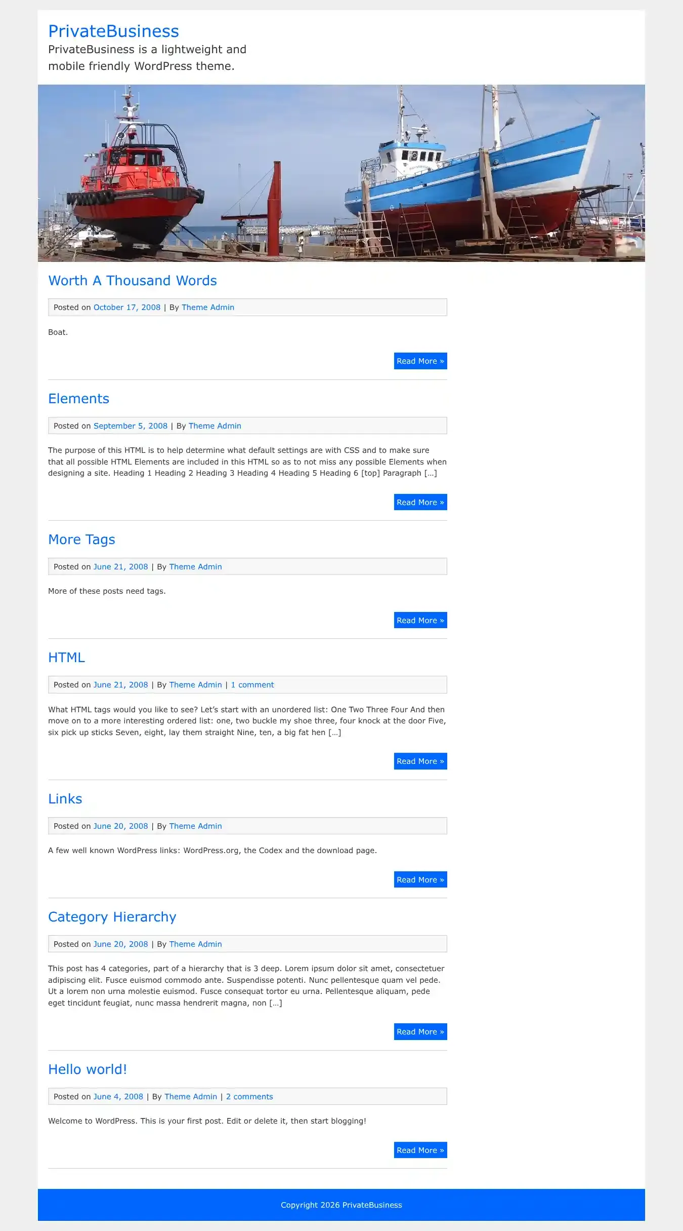 PrivateBusiness home page on desktop