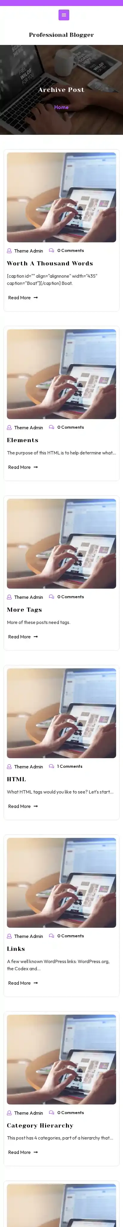 Professional Blogger home page on mobile