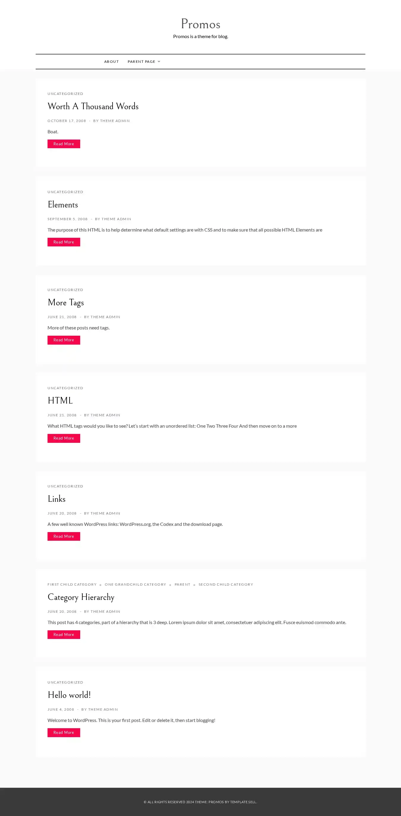 Promos home page on desktop