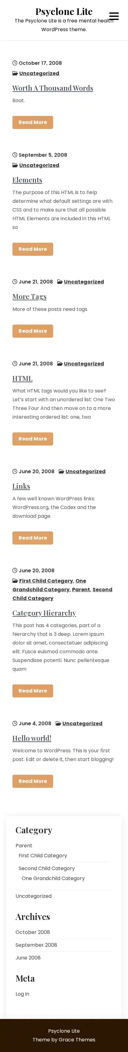 Psyclone Lite home page on mobile