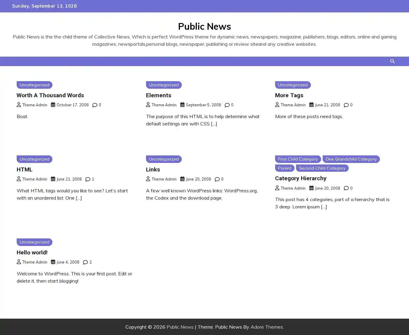 Public News home page on desktop