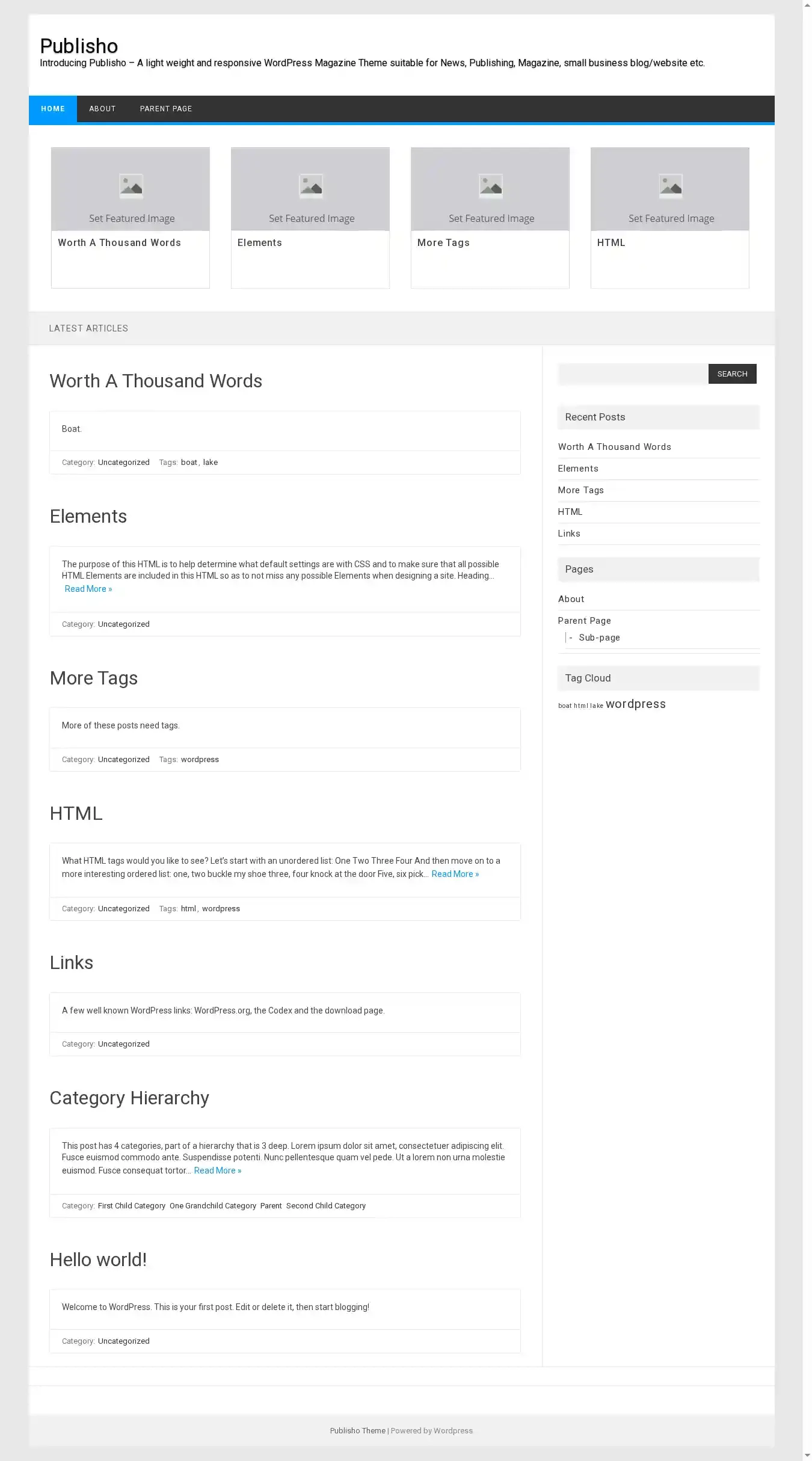 Publisho home page on desktop