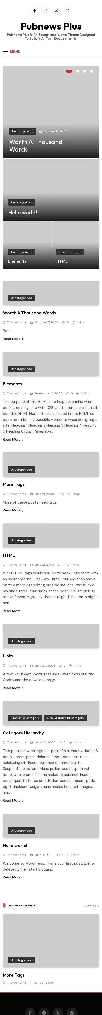 Pubnews Plus home page on mobile