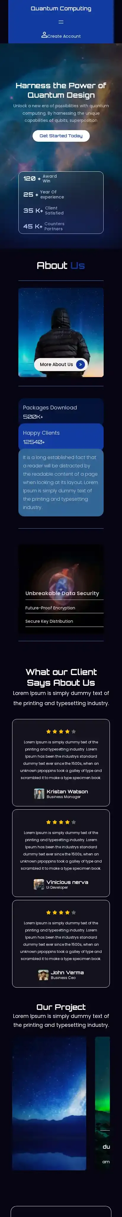 Quantum Computing home page on mobile