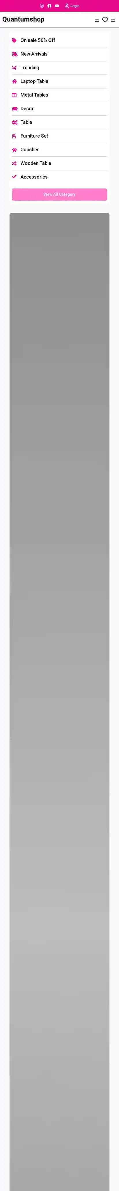 Quantumshop home page on mobile