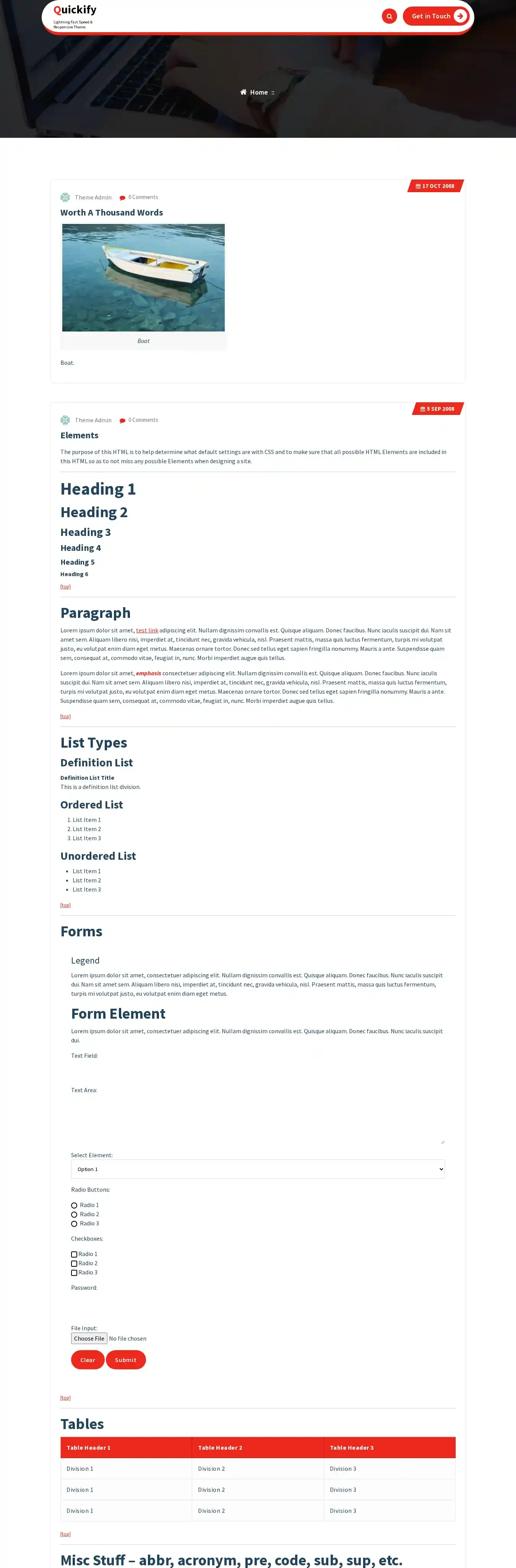 Quickify home page on desktop