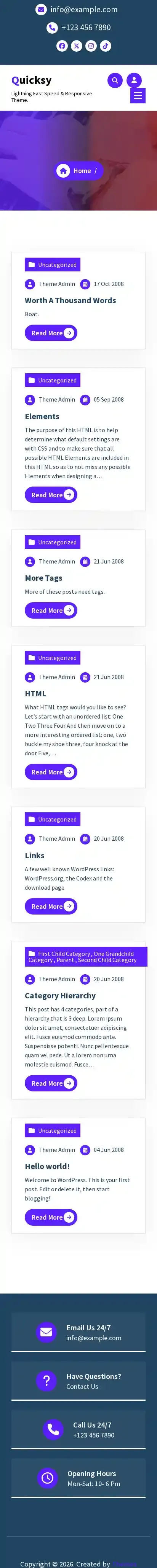 Quicksy home page on mobile