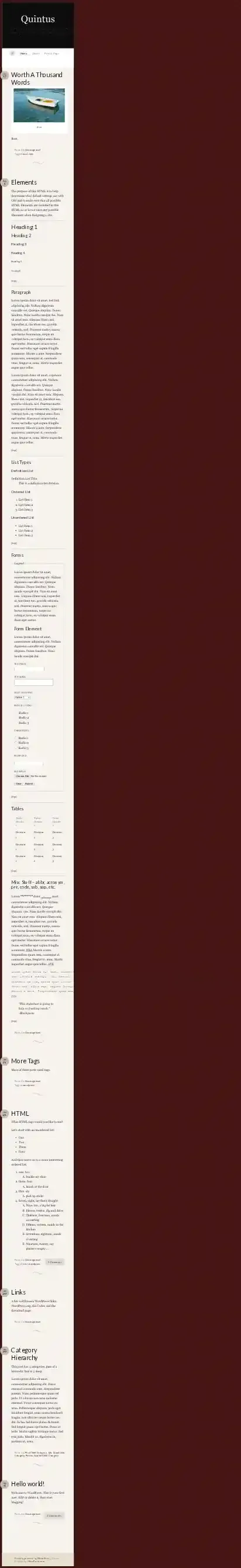 Quintus home page on mobile