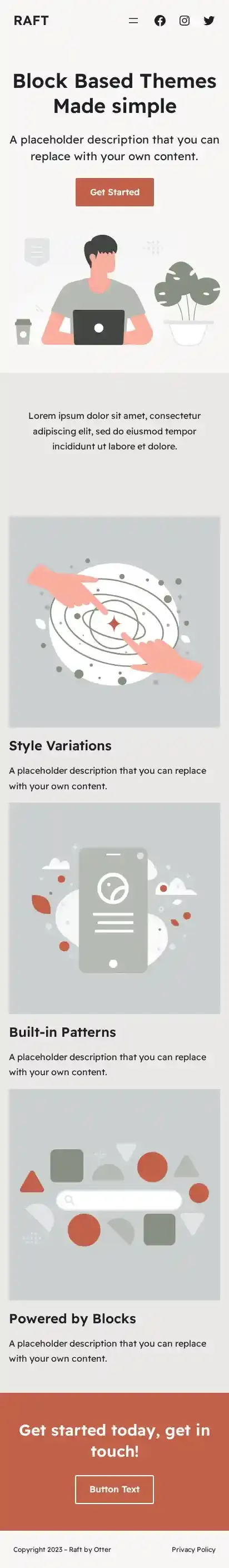 Raft home page on mobile