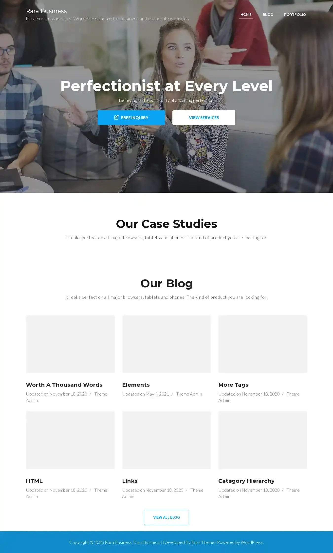 Rara Business home page on desktop