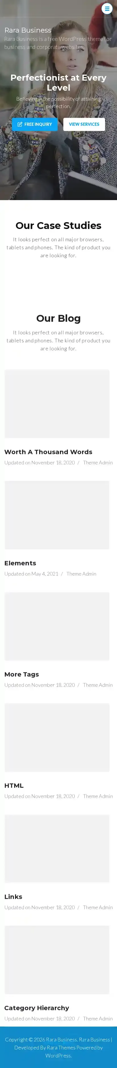 Rara Business home page on mobile