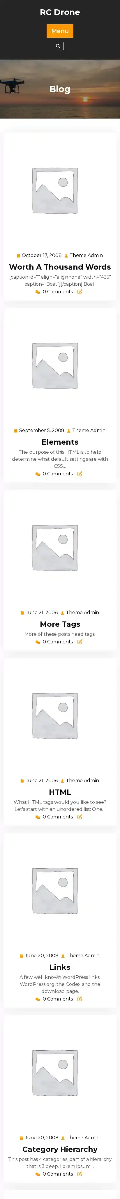 RC Drone home page on mobile