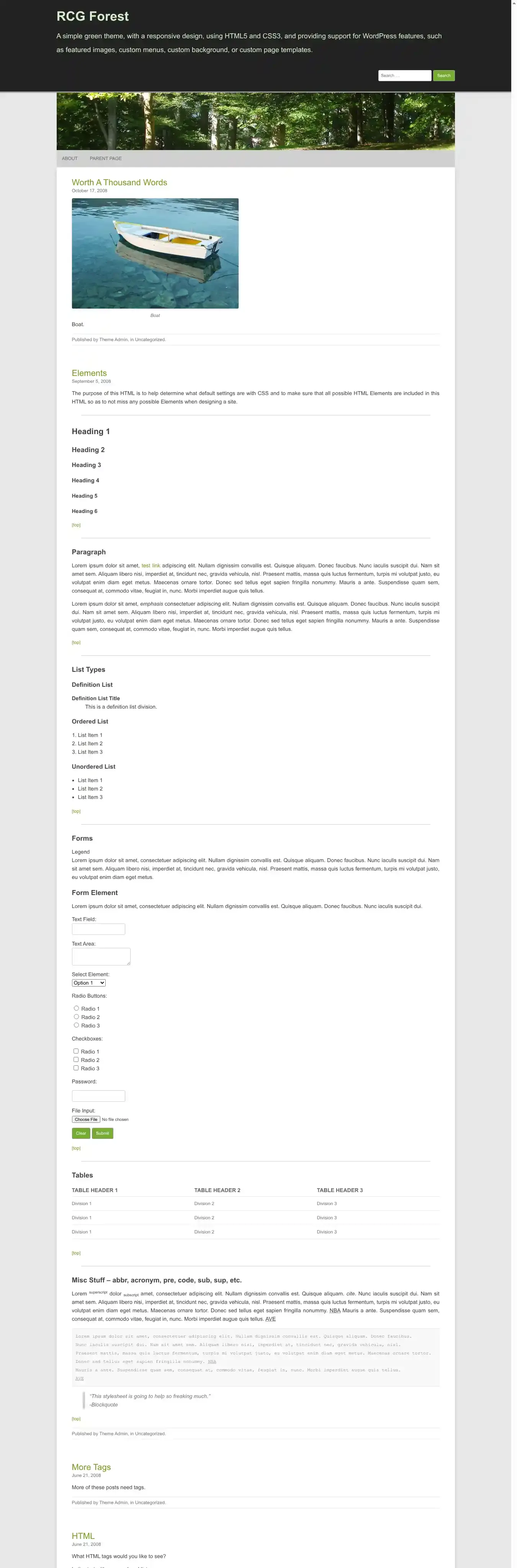 RCG Forest home page on desktop