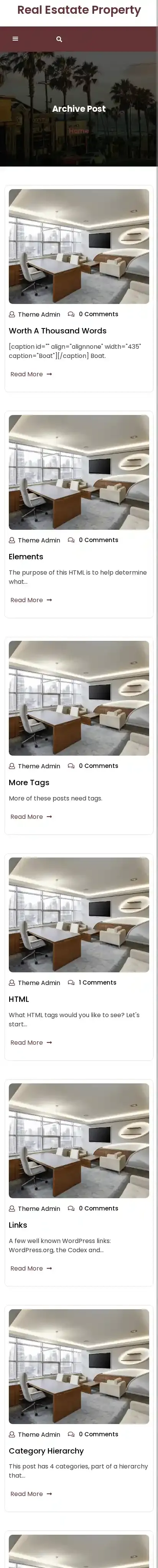 Real Esatate Property home page on mobile