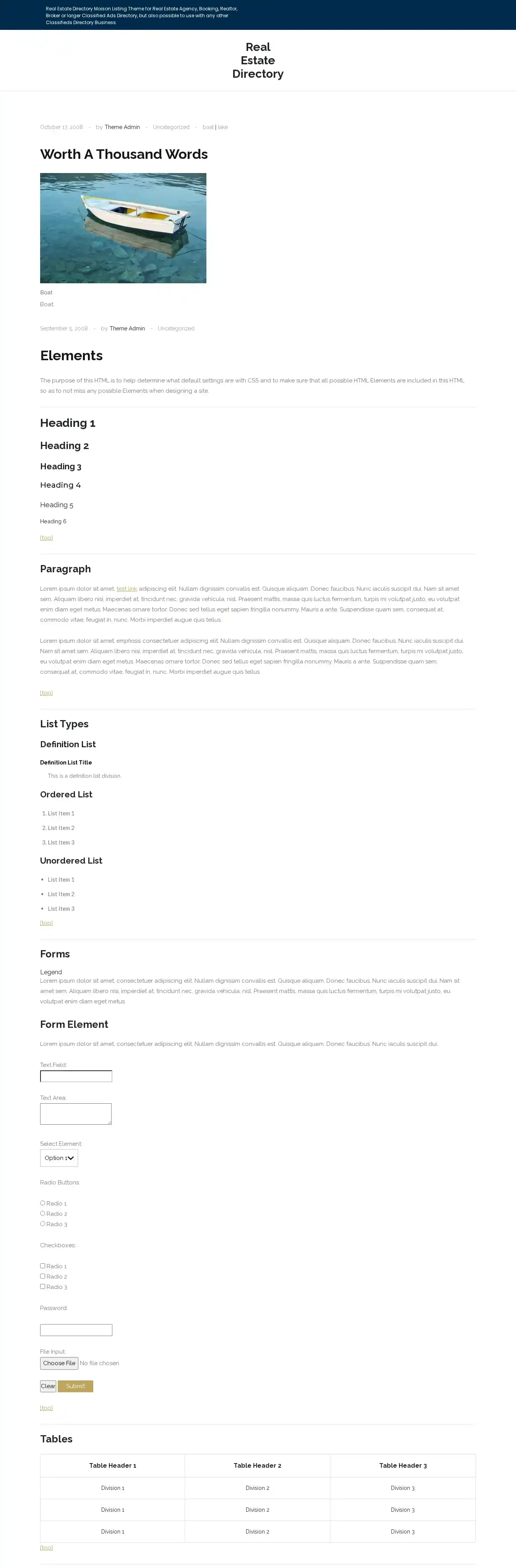 Real Estate Directory home page on desktop