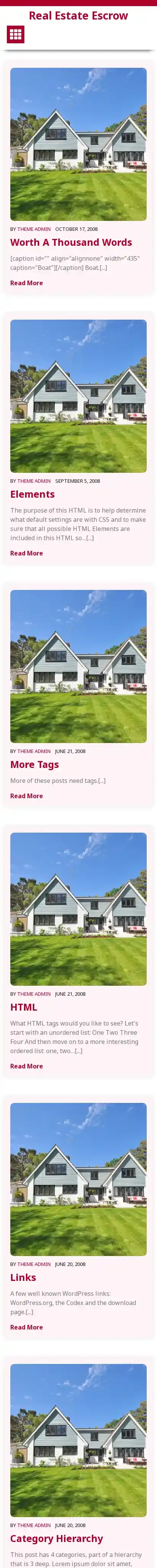 Real Estate Escrow home page on mobile