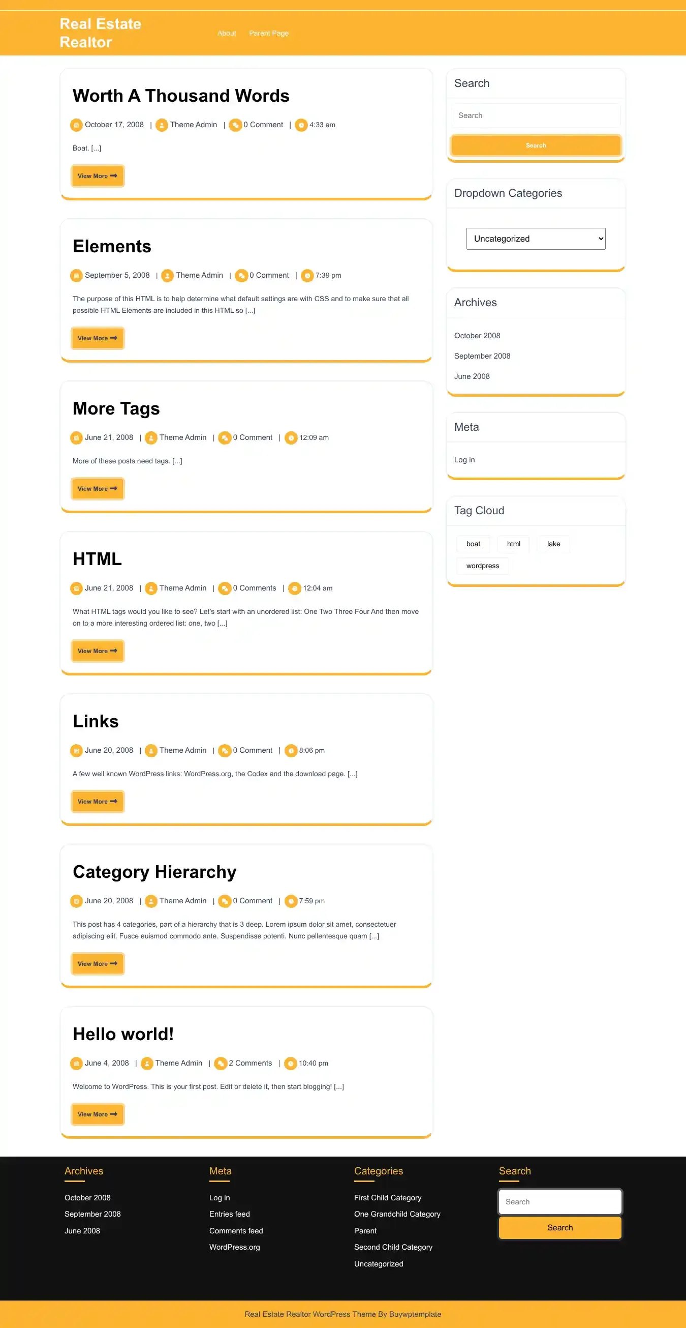 Real Estate Realtor home page on desktop