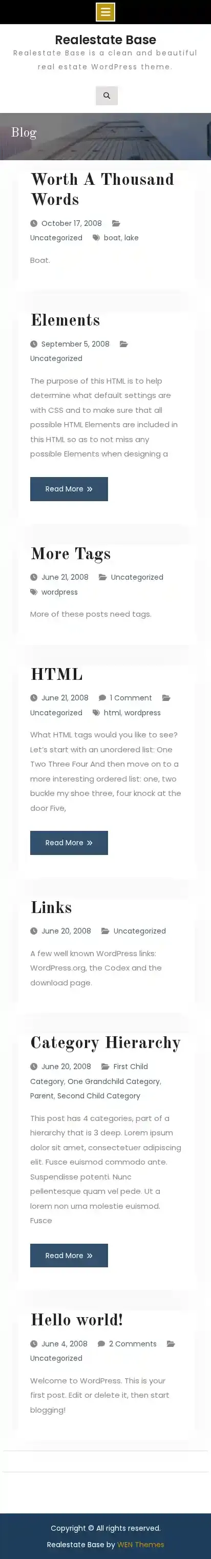 Realestate Base home page on mobile