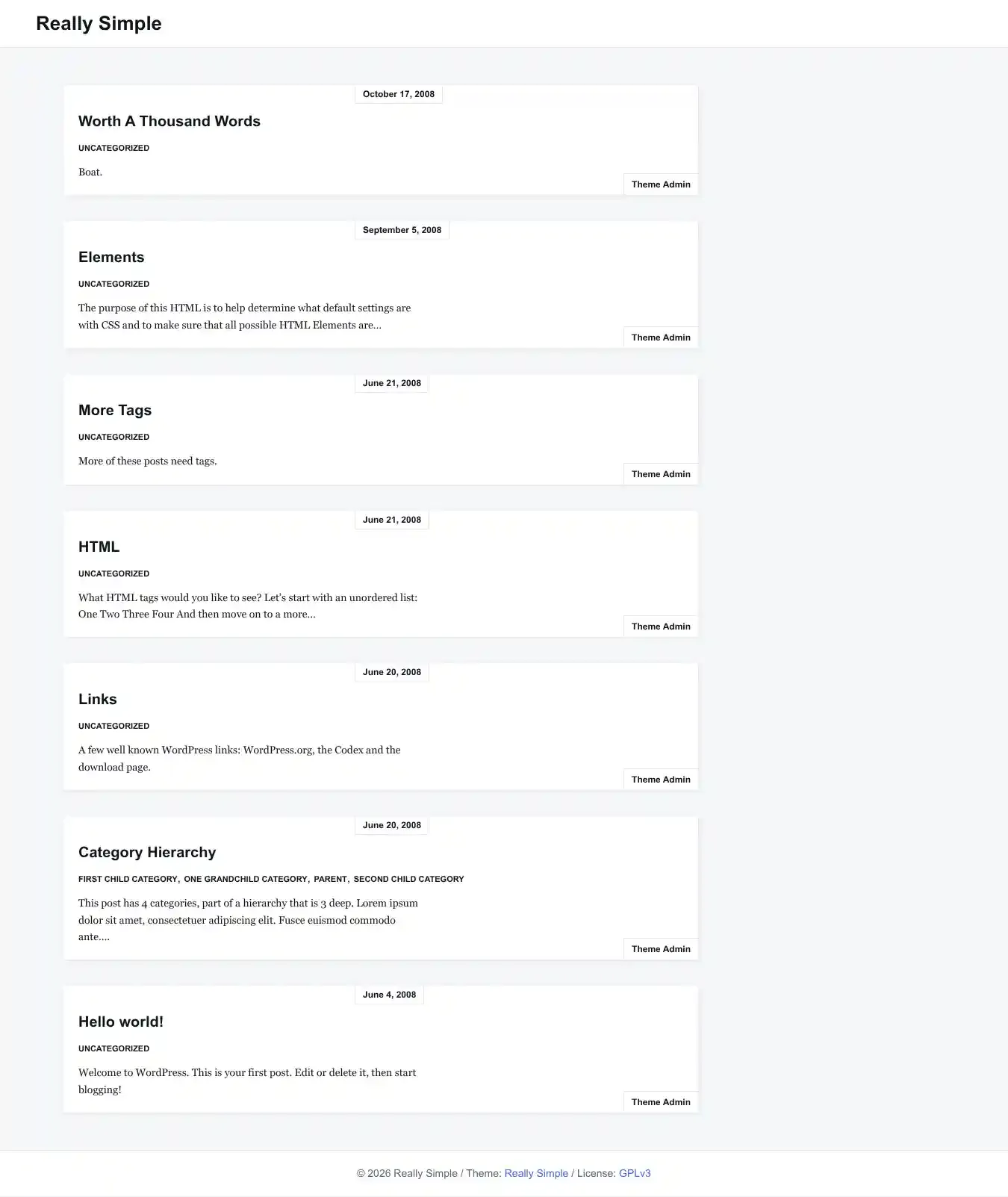 Really Simple home page on desktop