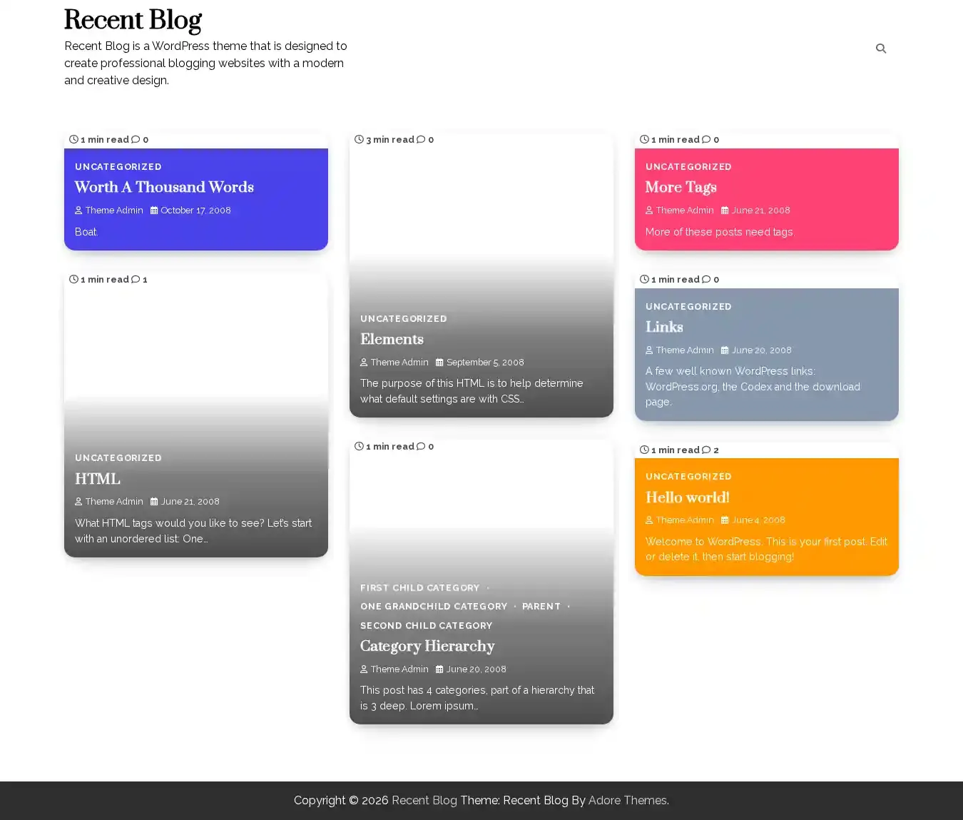 Recent Blog home page on desktop