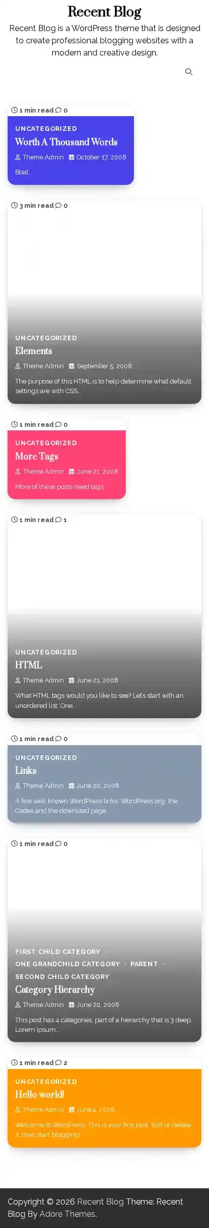 Recent Blog home page on mobile
