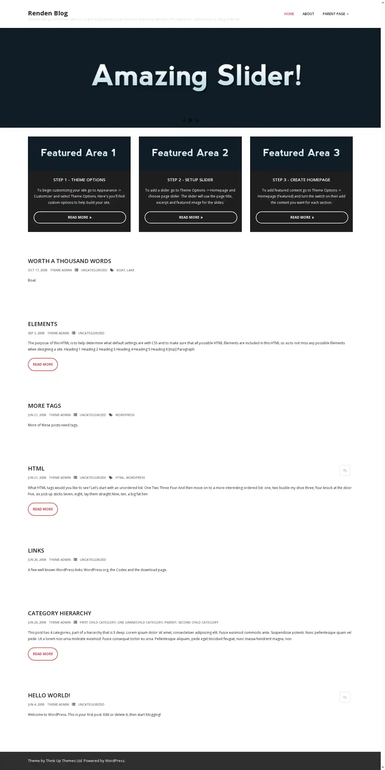 Renden Blog home page on desktop