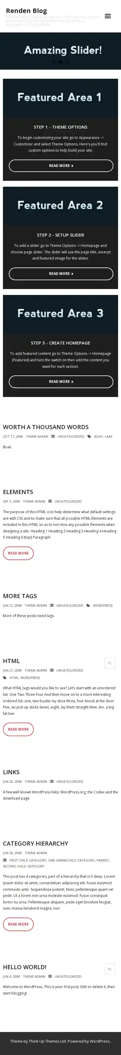 Renden Blog home page on mobile