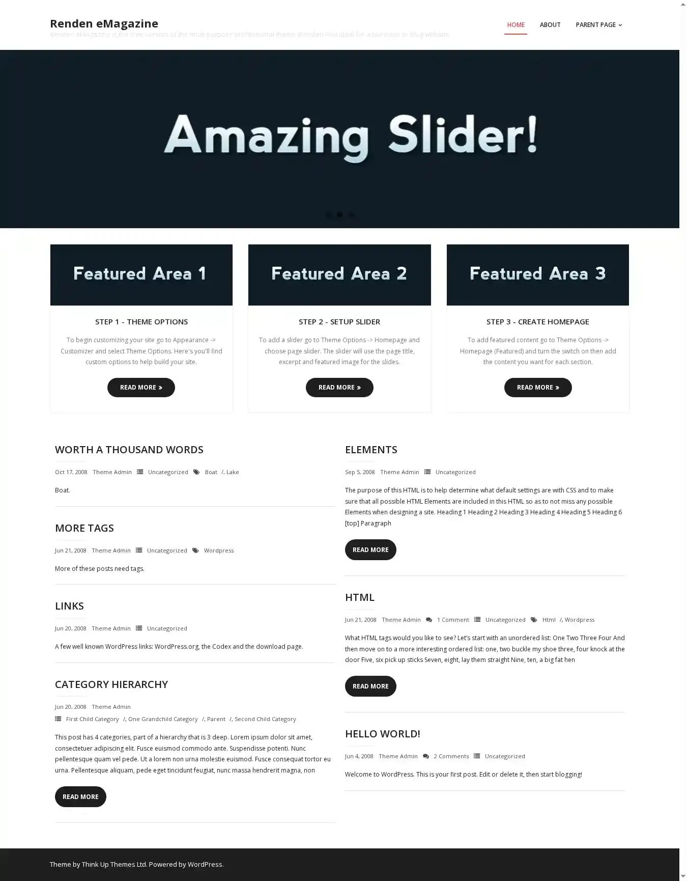 Renden eMagazine home page on desktop