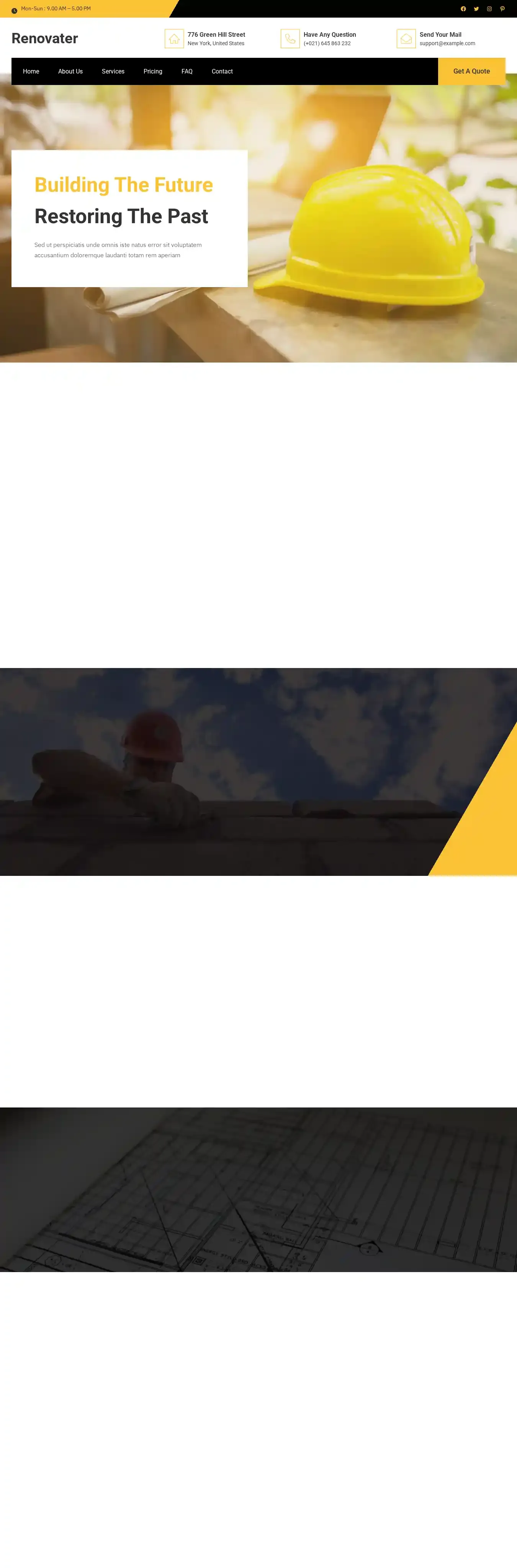 Renovater home page on desktop