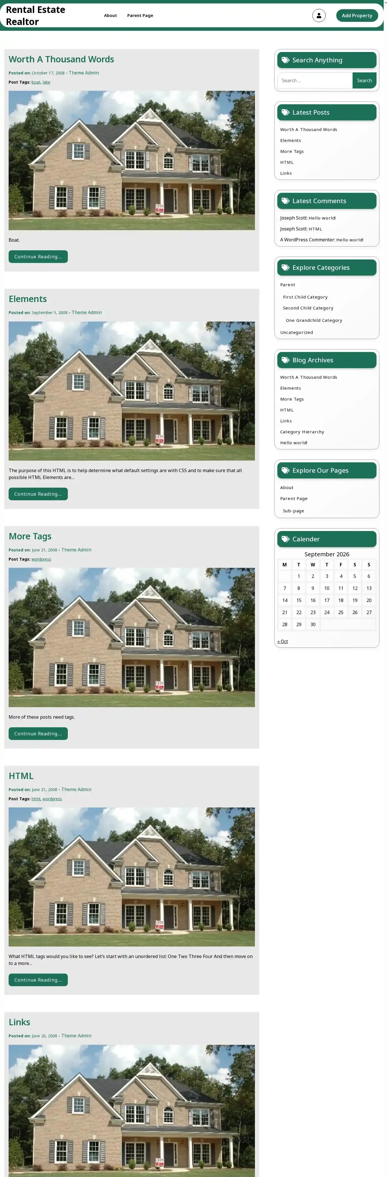 Rental Estate Realtor home page on desktop