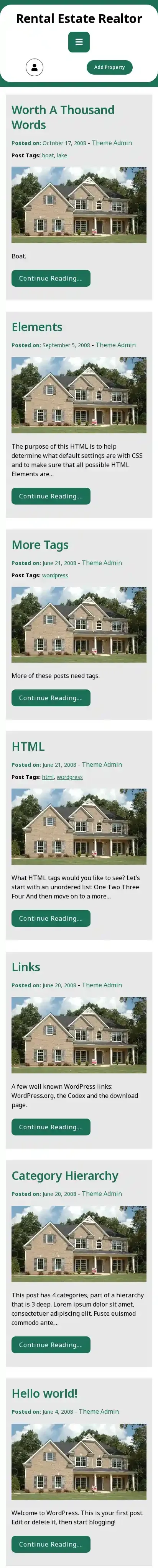 Rental Estate Realtor home page on mobile