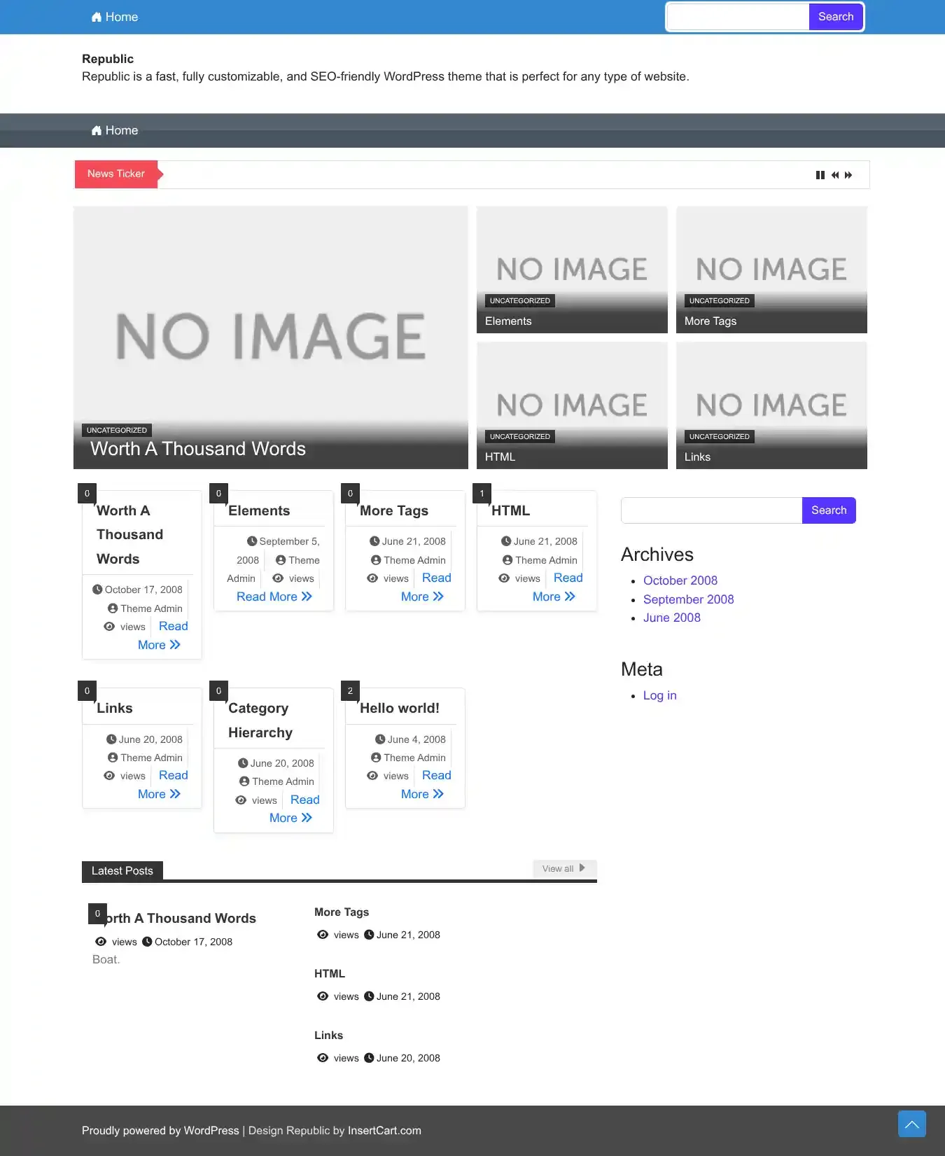 Republic home page on desktop