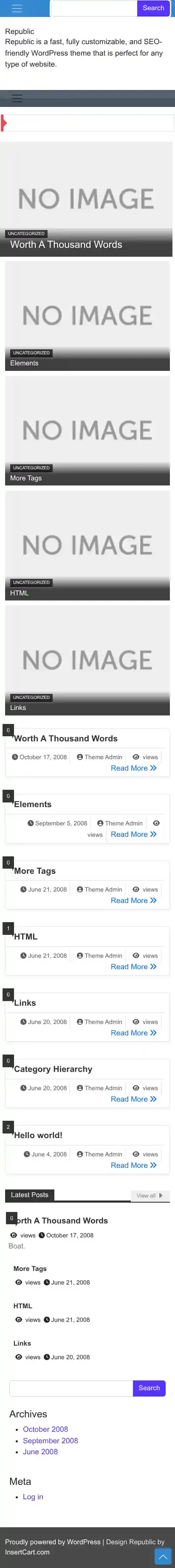 Republic home page on mobile