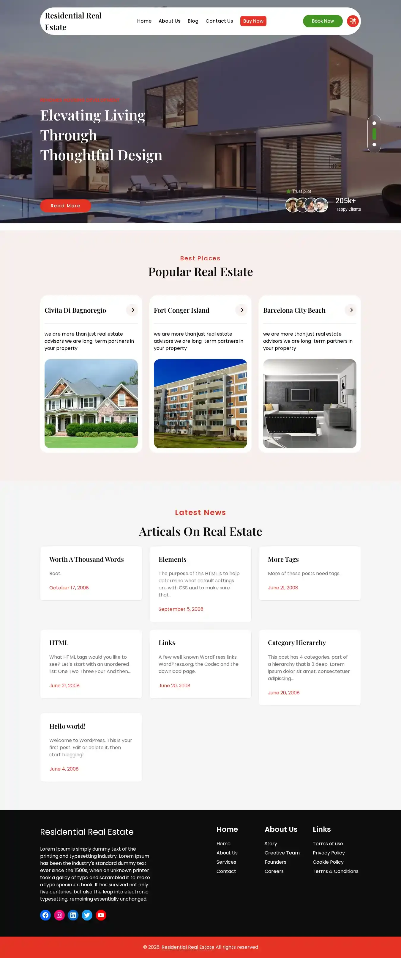 Residential Real Estate home page on desktop