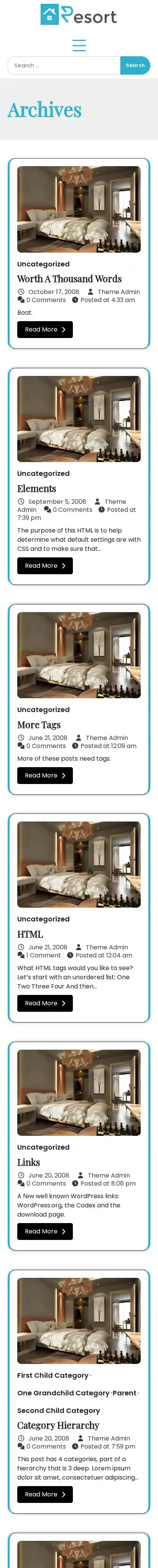 Resort Motel home page on mobile