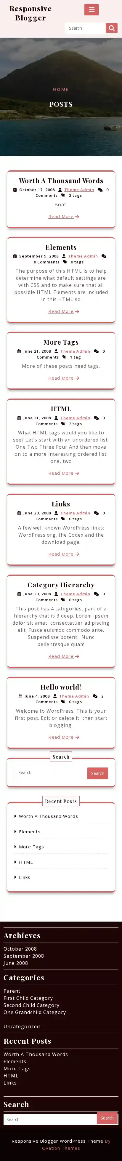 Responsive Blogger home page on mobile